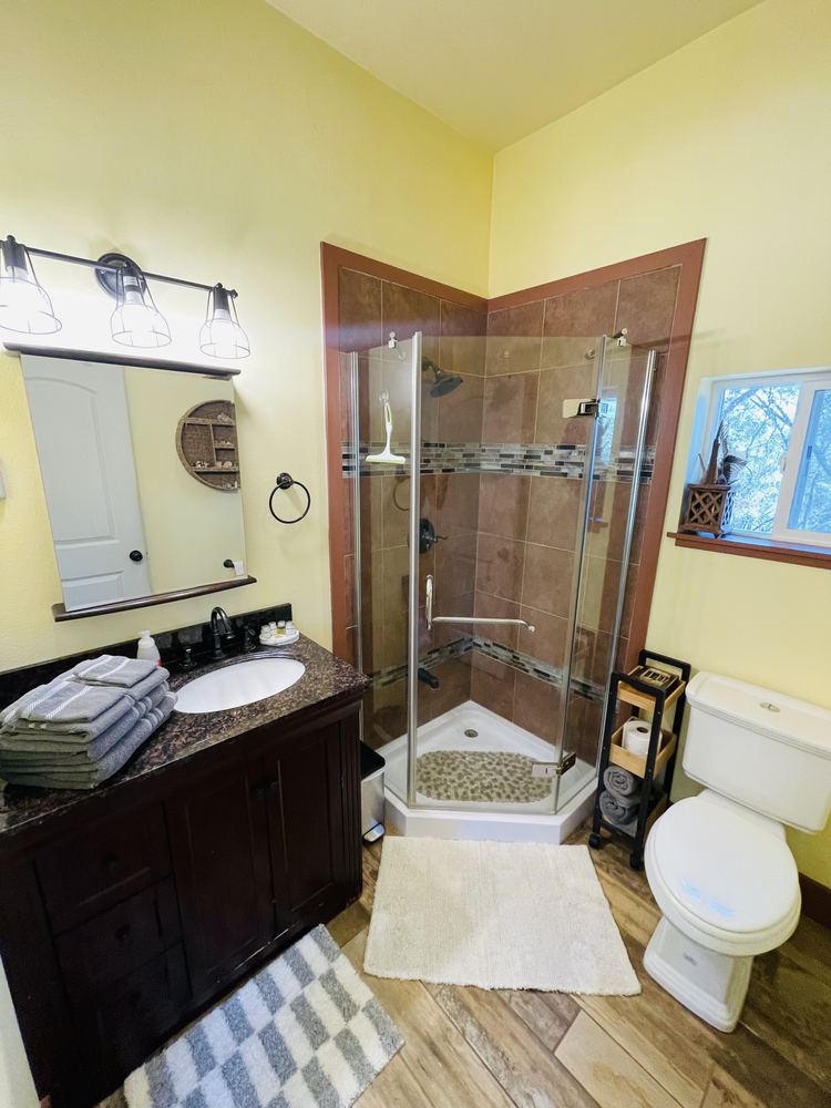 Bathroom with glass shower
